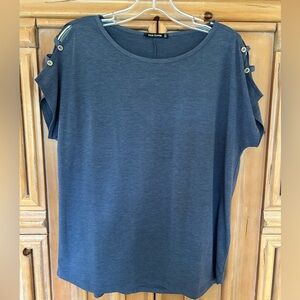 Pink Clover denim blue cap sleeve top, size M, NWOT